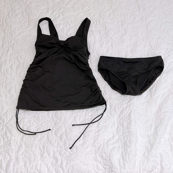 Lands End Brown Expresso Ruched Tankini Set - Picture 1 of 12